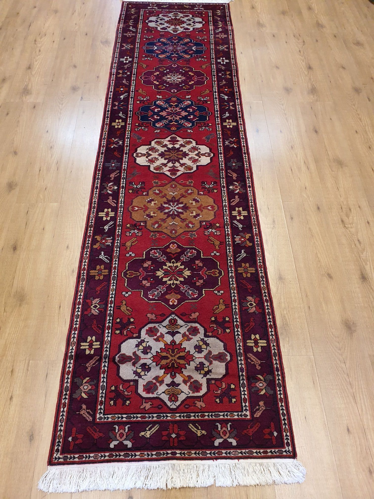 meten Egomania Gezichtsvermogen 290x74 vintage handgeknoopt perzisch tapijt loper ID5417 - Vintage Perzische  en Oosterse Tapijten