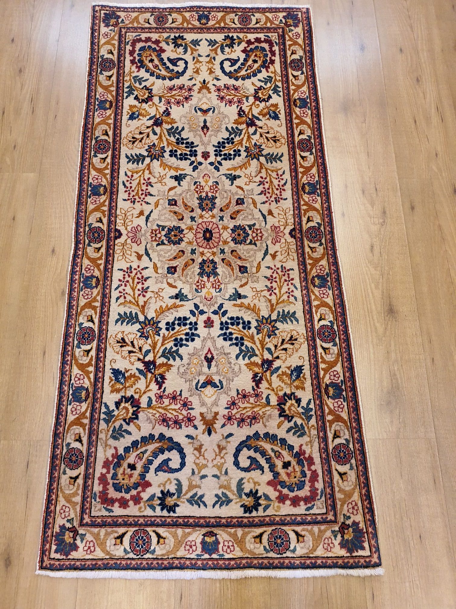 Brig Cornwall Inconsistent 157x70 vintage handgeknoopt perzisch tapijt kashan ID5413 - Vintage  Perzische en Oosterse Tapijten