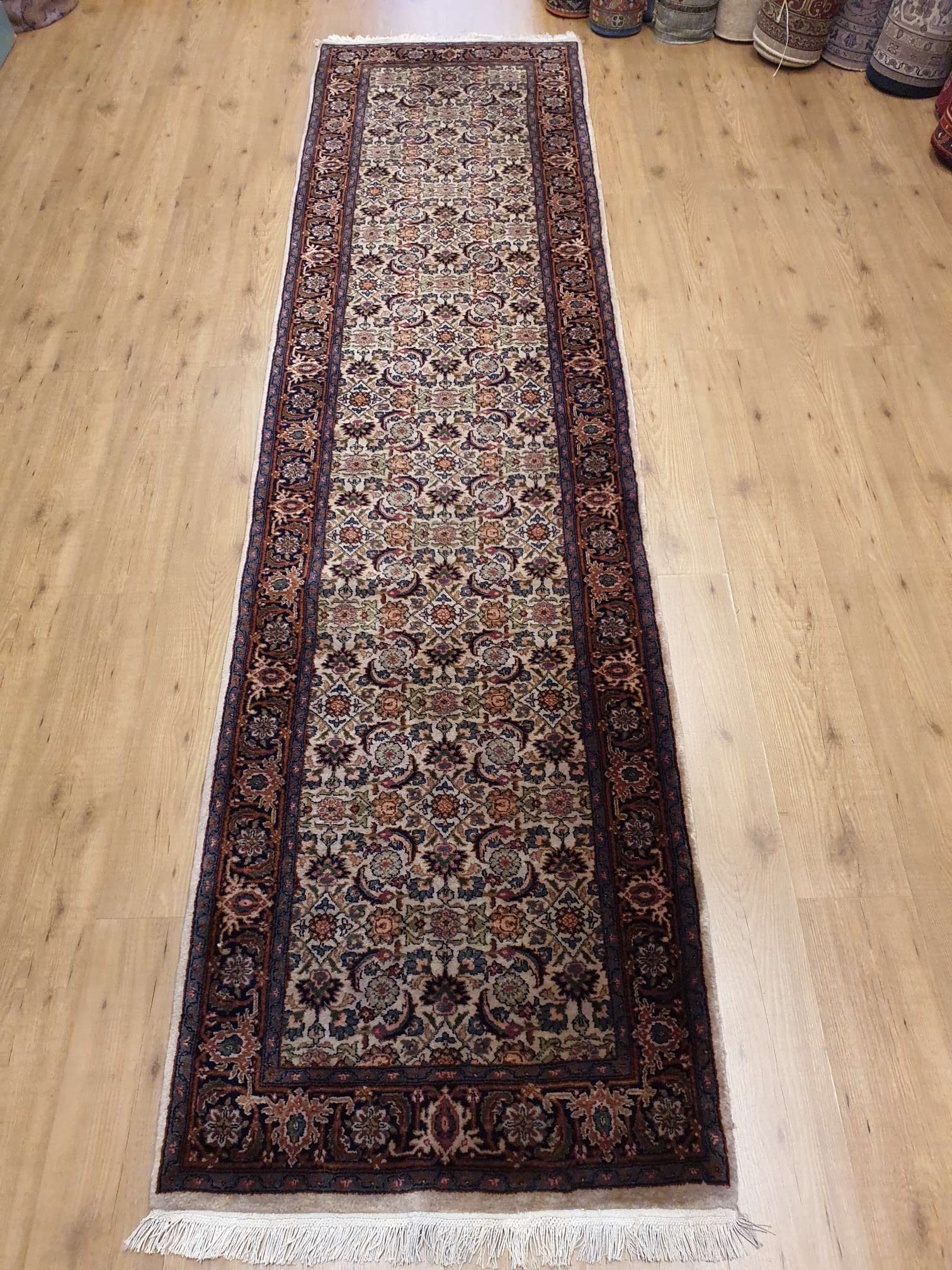 verkouden worden waterstof tyfoon 353x84 vintage handgeknoopt perzisch tapijt loper herati ID14773 - Vintage  Perzische en Oosterse Tapijten