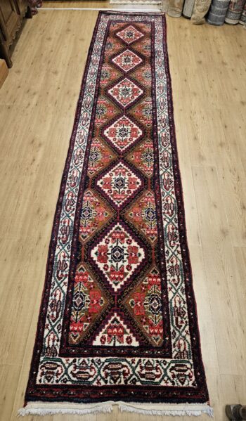 417x85 vintage handgeknoopt perzisch tapijt loper hamadan ID28370